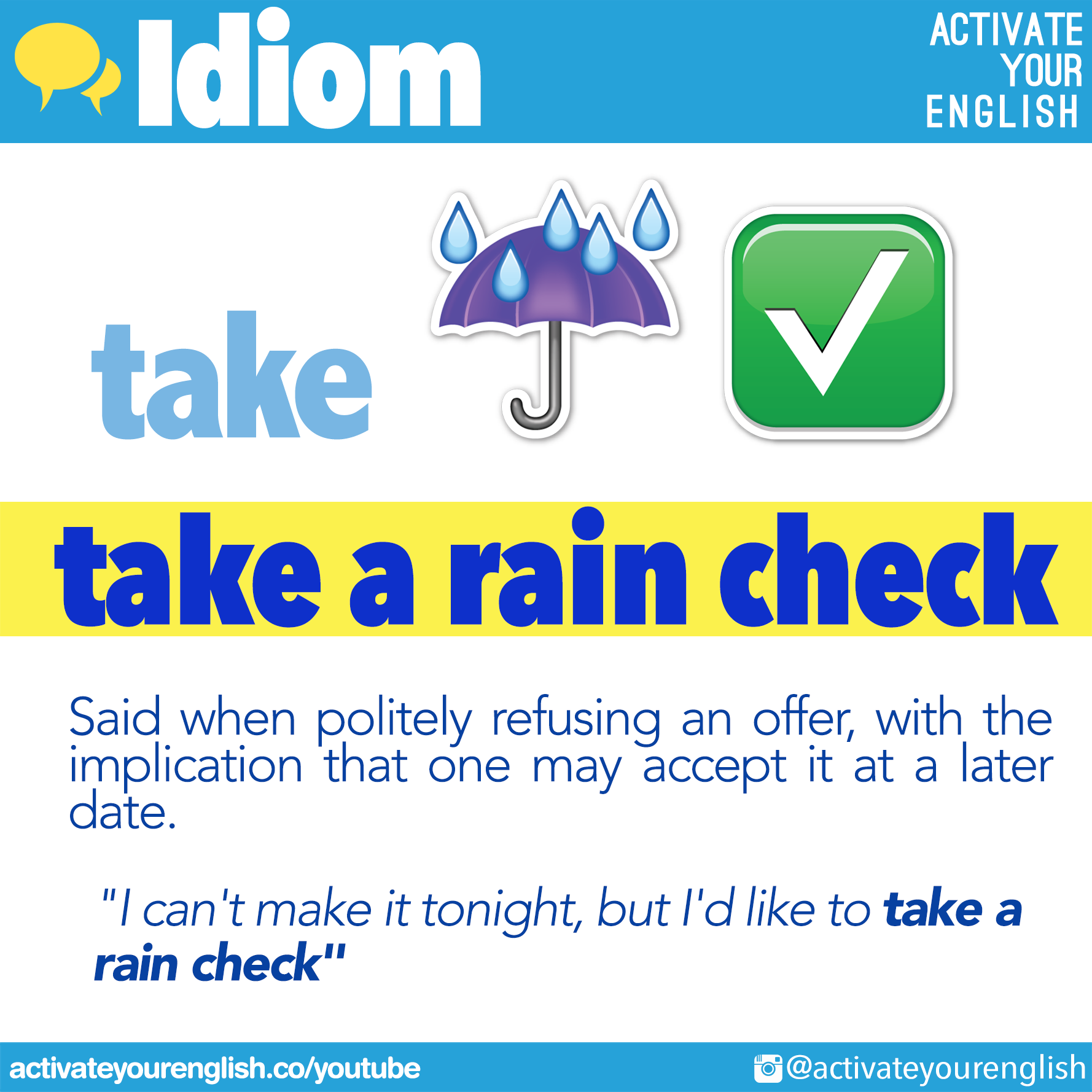 Take a rain check. Rain check. Rain check идиома. Rain check перевод.